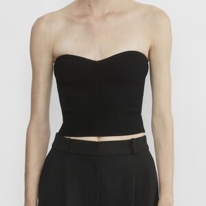 Aritzia Babaton Black Strapless Crop Top